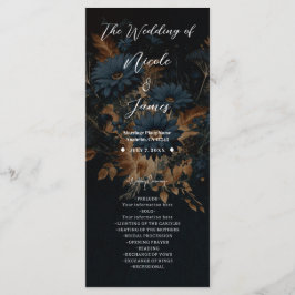 ダークネイビーブルー&金ゴールド素朴グラムボホ結婚ズ プログラム