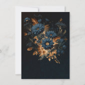 ダークネイビーブルー&金ゴールド素朴グラムボホ結婚ズ 招待状 (裏面)