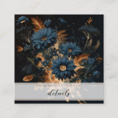 ダークネイビーブルー&金ゴールド素朴フローラグラムボホ スクエア名刺 (正面)