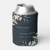 ダークネイビーホワイトグリーンフローラバンチ結婚ーズ 缶クーラー (缶正面)