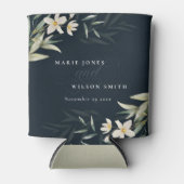 ダークネイビーホワイトグリーンフローラバンチ結婚ーズ 缶クーラー (正面)