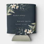 ダークネイビーホワイトグリーンフローラバンチ結婚ーズ 缶クーラー (裏面)