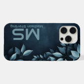 ダークネイビーボタニカルリーフモノグラムiPhoneケース iPhoneケース (裏面横)