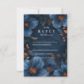 ダークネイビーボタニカルロマンス 出欠カード (正面)