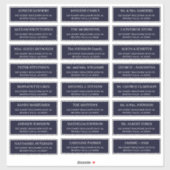 ダークネイビーモダンタイポグラフィ結婚のゲストアドレス シール (シート)