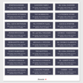 ダークネイビーモダンタイポグラフィ結婚のゲストアドレス シール