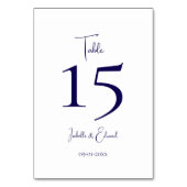 ダークネイビーモダンホワイトスクリプトウェディングレセプション テーブルナンバー (裏面)