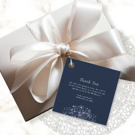 ダークネイビー白い野結婚花ありがとう フェイバータグ