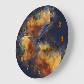 ダークネイビー神秘的な秋 ラージ壁時計 (傾斜)