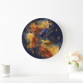 ダークネイビー神秘的な秋 ラージ壁時計 (ホーム)