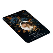 ダークネイビー素朴ブルー金ゴールドグラムボホ日付を保存 マグネット (右側)