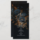 ダークネイビー素朴ブルー金ゴールドグラム結婚ボホのメニュー メニュー (正面/裏面)