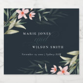 ダークネイビー赤面グリーンフローラバンチ結婚ズ ビールラベル (シングルラベル)