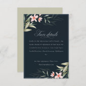 ダークネイビー赤面グリーン結婚リーフローラの詳細 エンクロージャーカード (正面/裏面)