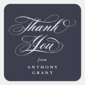 ダークネイビー エレガント スクリプト 卒業 ありがとうございます スクエアシール (正面)