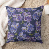 ダークネイビー&パープルフローラルパターン クッション (ブランケット)