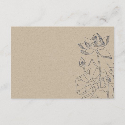 ダークネイビー《植物》スイレンフローラ結婚スケッチの詳細 エンクロージャーカード (裏面)
