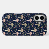 ダークネイビー+真菌 シームレス パターン ダーク アカデミア Case-Mate iPhoneケース (裏面 (横))