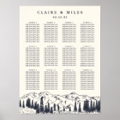 ダークネイビー | Mountain Sketch結婚の座席表 ポスター (正面)