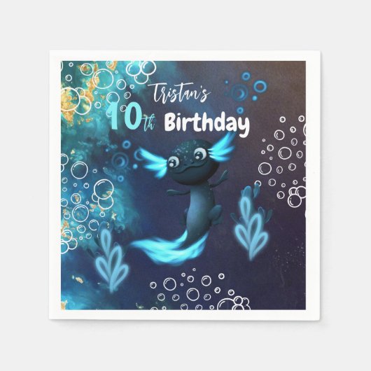 ダークネオンアクソロトルバースデーパーティー スタンダードカクテルナプキン (正面)