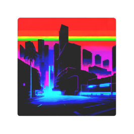 ダークネオンシティ502レトロ メタルプリント