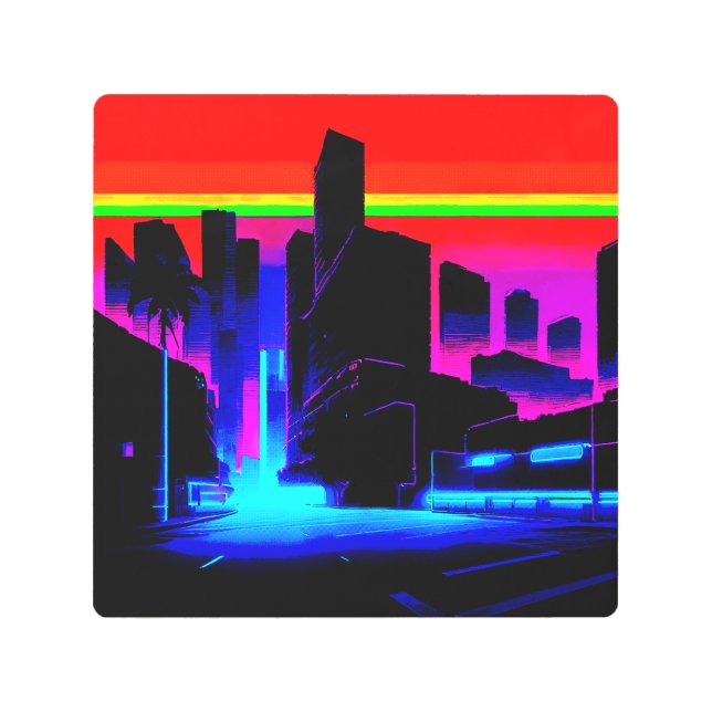 ダークネオンシティ502レトロ メタルプリント (正面)