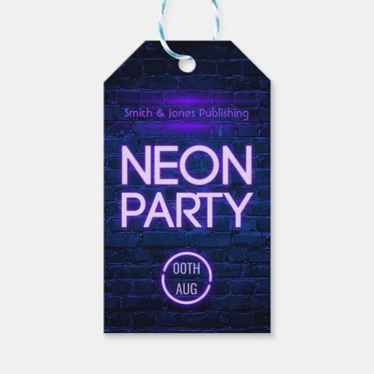 ダークネオンパーティの招待状で輝企業のく ギフトタグ (正面)