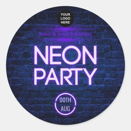 ダークネオンパーティの招待状で輝企業のく ラウンドシール (正面)