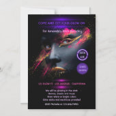 ダークネオンパーティーで輝く マグネット招待状 (正面)