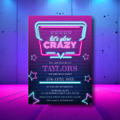 ダークネオンパープルブルーで輝く誕生日 招待状