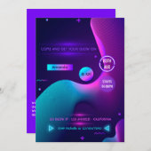 ダークネオン誕生日パーティーの幾何学的な輝き 招待状 (正面/裏面)