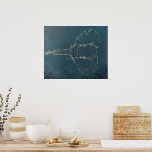 ダークネオン象 ポスター (キッチン)