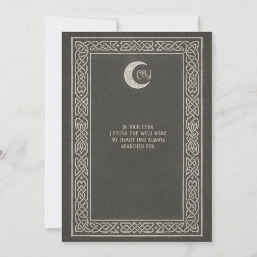 ダークノルディックバイキングムーン結婚式招待状 招待状 (裏面)