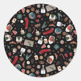 ダークハイゲクリスマスパターン ラウンドシール