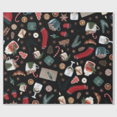 ダークハイゲクリスマスパターン ラッピングペーパー (フラット)