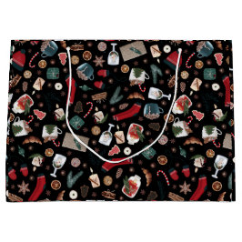 ダークハイゲクリスマスパターン ラージペーパーバッグ