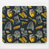 ダークハニービーハイブイエローナチュラル マウスパッド (正面)