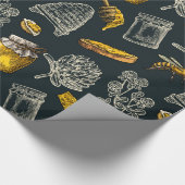 ダークハニービーハイブヴィンテージナチュラオーガニックル ラッピングペーパー (角)