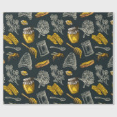 ダークハニービーハイブヴィンテージナチュラオーガニックル ラッピングペーパー (フラット)