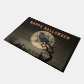 ダークハロウィン墓地と木の上のワタリガラス ドアマット (アングル)