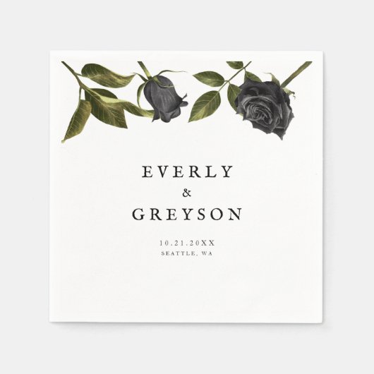 ダークハロウィン結婚バラの白 スタンダードカクテルナプキン (正面)