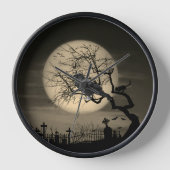 ダークハロウィン・レイヴン・ゴシック壁掛け時計 壁時計 (正面)