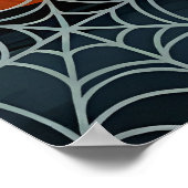 ダークハロウィーンの風景とこうもりとスパイダーウェブ ポスター (角)