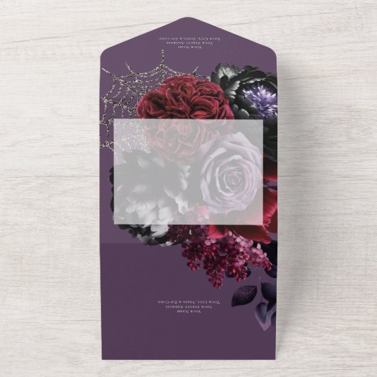 ダークハロウィーングラムフローラパープルノディナー オールインワン招待状 (外側)