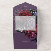 ダークハロウィーングラムフローラパープル結婚ズディナー オールインワン招待状 (外側)