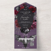 ダークハロウィーングラムフローラパープル結婚ズQRコード オールインワン招待状 (内側)