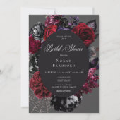 ダークハロウィーングラムフローラブラックブライダルシャワー 招待状 (正面)