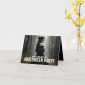 ダークハロウィーンフォレストの神秘的なレディ – 招待状 (黄色い花)