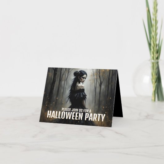 ダークハロウィーンフォレストの神秘的なレディ – 招待状 (正面)