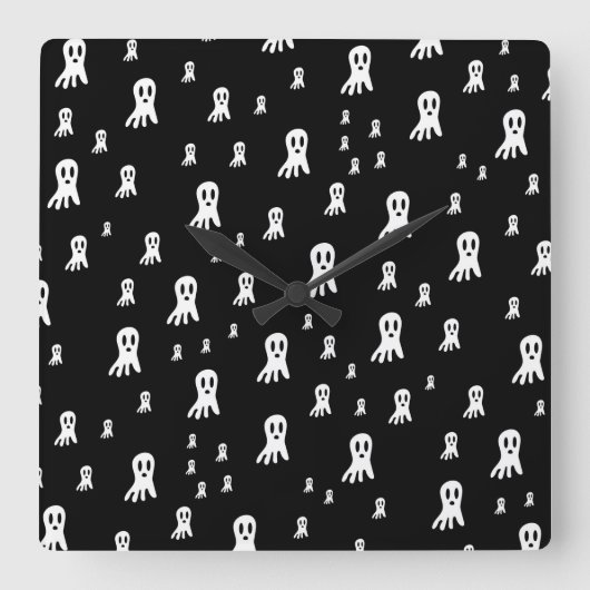 ダークハロウィーン幽霊 スクエア壁時計 (正面)